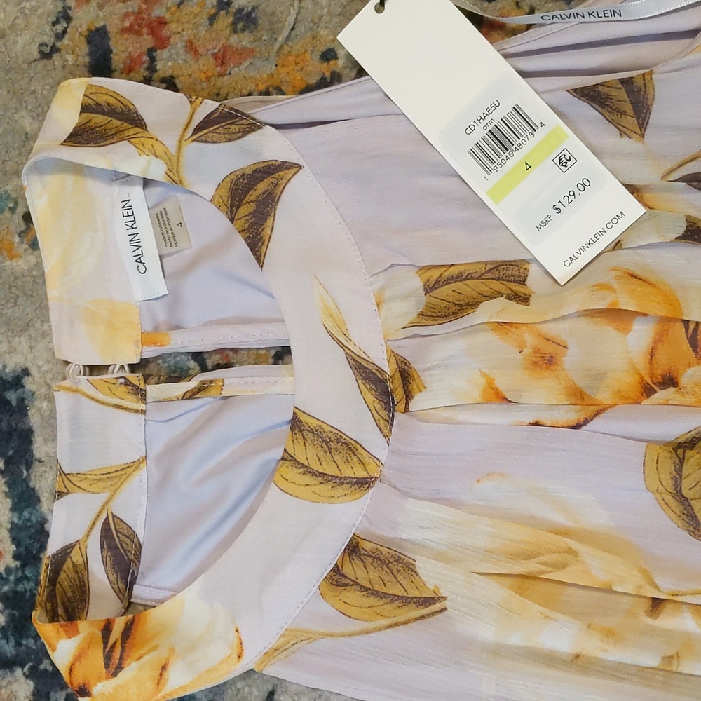 Women's Calvin Klein lavender floral print dress size 4